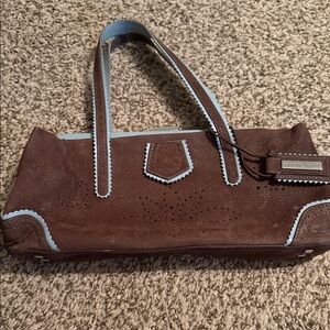 Elegant Brown and Blue Shoulder Bag